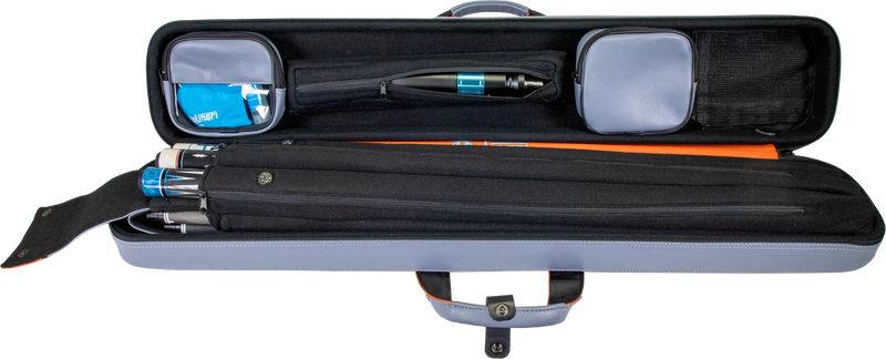 Molinari Flat Butterfly 3x6 Hard Cue Case - Gray / Orange