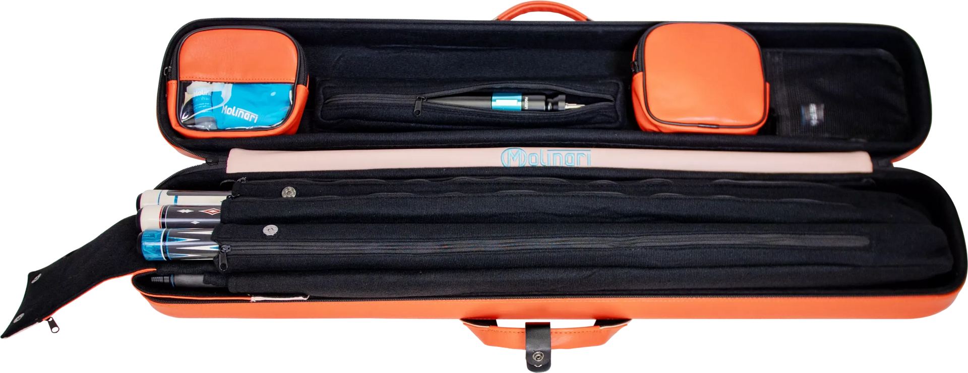 Molinari Classic Butterfly 3x6 Soft Cue Case - Orange / Light Pink