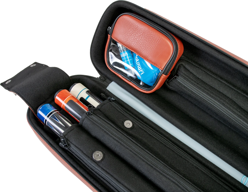 Molinari Flat Butterfly 3x6 Hard Cue Case - Brown / Light Blue