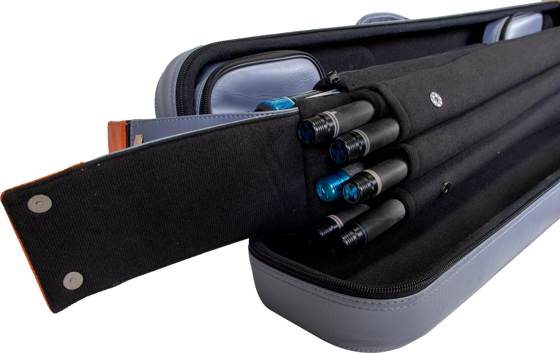 Molinari Flat Butterfly 3x6 Hard Cue Case - Gray / Orange