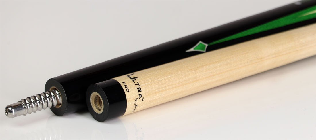 Jacoby Limited Edition Raven Pool Cue with Stacked Leather Wrap - 0917-52SWGRN