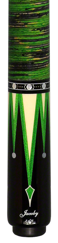 Jacoby Limited Edition Raven Pool Cue with Stacked Leather Wrap - 0917-52SWGRN