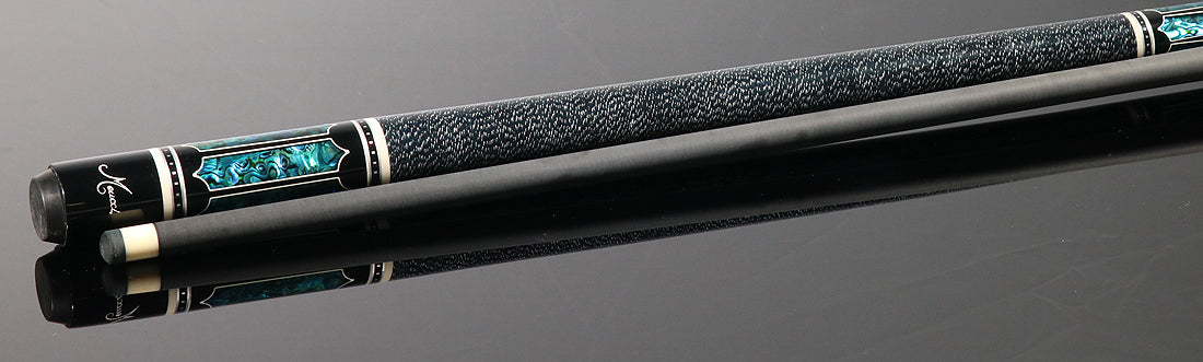 Meucci Ultra Piston 4 Ebony Stain with Abalone Points Pool Cue with Pro Carbon Shaft - UP-4MC