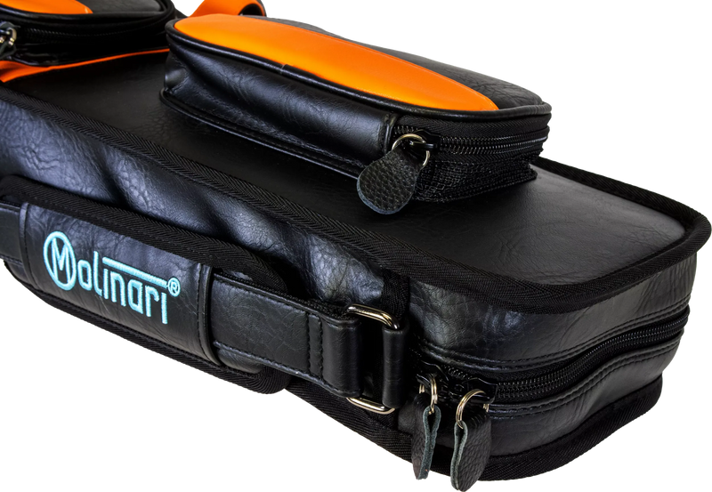 Molinari Classic Butterfly 3x6 Soft Cue Case - Black / Orange