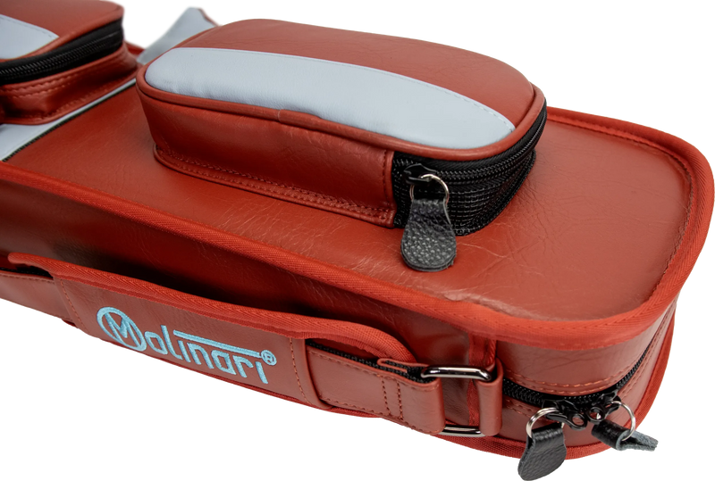 Molinari Classic Butterfly 3x6 Soft Cue Case - Brown / Light Blue
