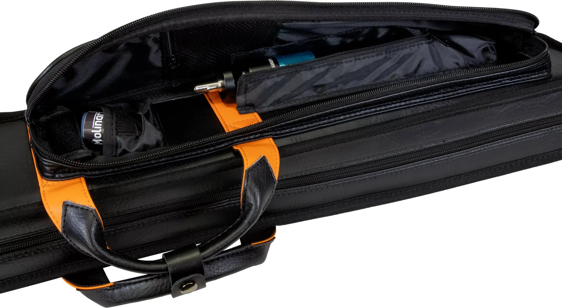 Molinari Classic Butterfly 2x4 Soft Cue Case - Black / Orange