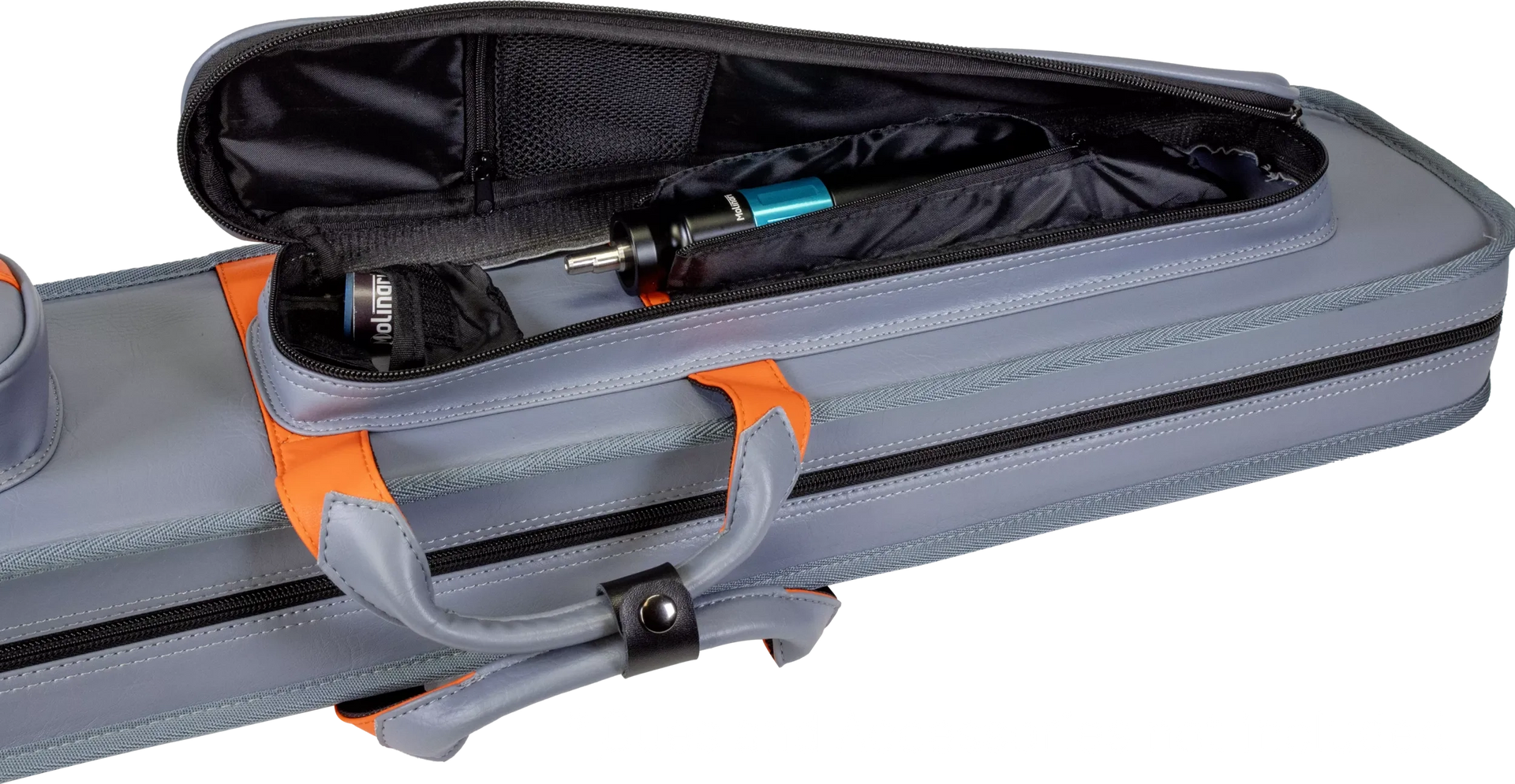 Molinari Classic Butterfly 3x6 Soft Cue Case - Gray / Orange