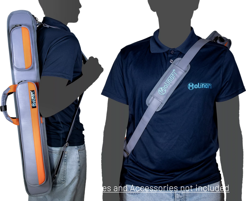 Molinari Classic Butterfly 2x4 Soft Cue Case - Gray / Orange