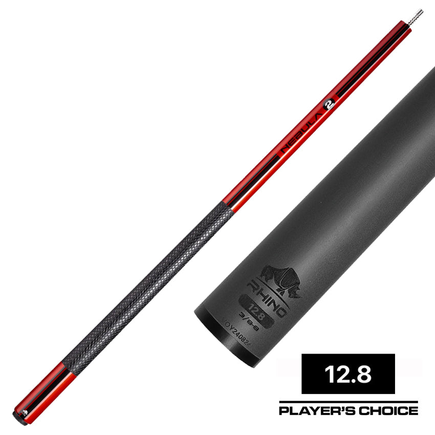 ※７月下旬入荷【Rhino】NEBULA2 カーボン プールキュー レッド Nebula 2 Pool Cue - Crimson Red - Sport Wrap
