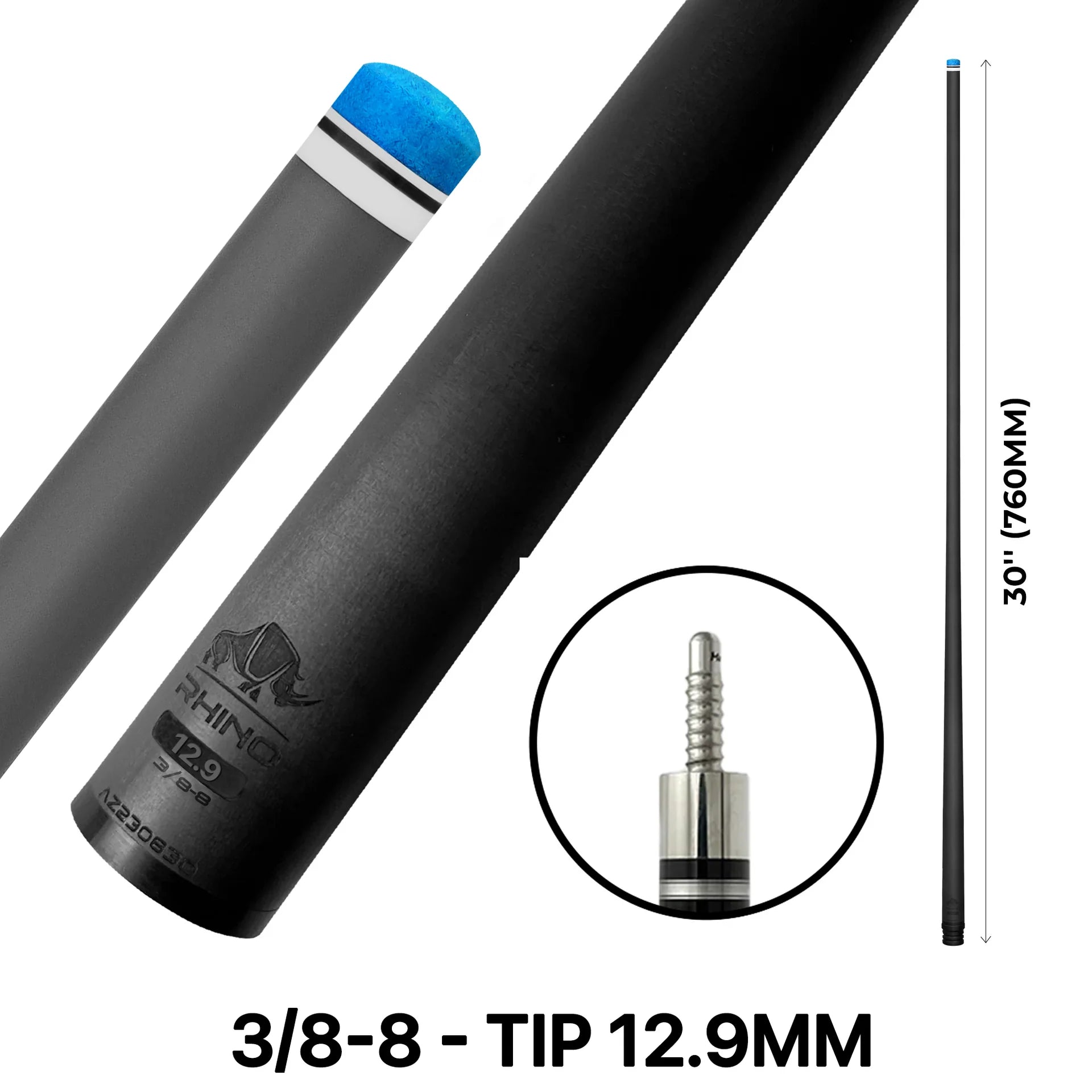 Rhino - 30" - 3/8 x 8 Radial Carbon Pool Cue Play Shaft
