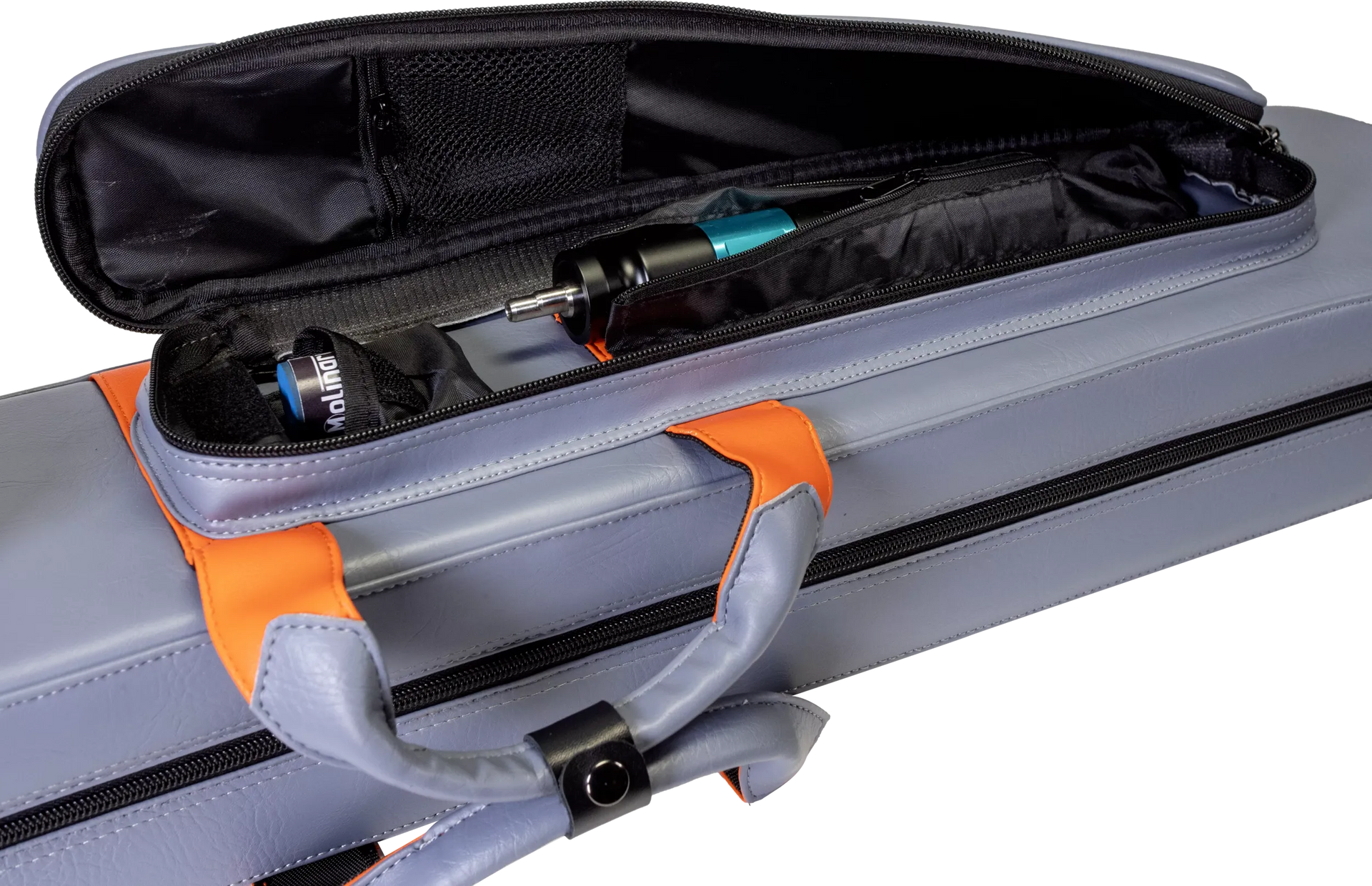 Molinari Flat Butterfly 3x6 Hard Cue Case - Gray / Orange