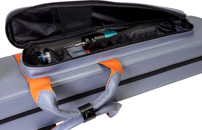 Molinari Flat Butterfly 3x6 Hard Cue Case - Gray / Orange