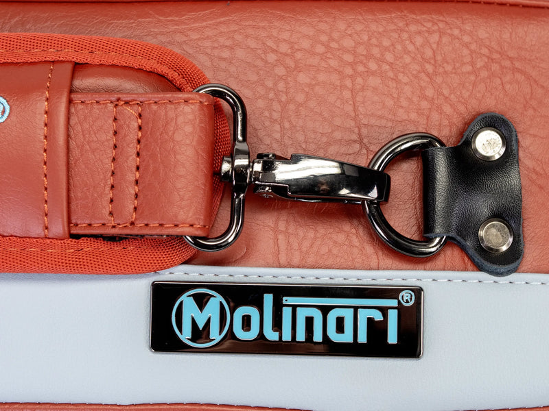 Molinari Flat Butterfly 2x4 Soft Cue Case - Brown / Light Blue