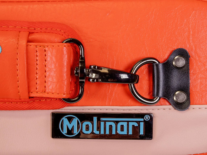 Molinari Flat Butterfly 2x4 Soft Cue Case - Orange / Light Pink