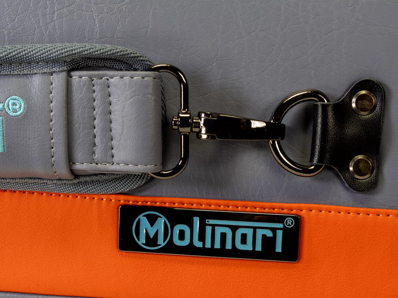 Molinari Flat Butterfly 3x6 Hard Cue Case - Gray / Orange