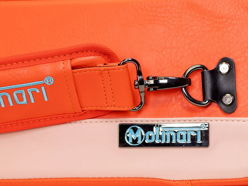 Molinari Classic Butterfly 3x6 Soft Cue Case - Orange / Light Pink