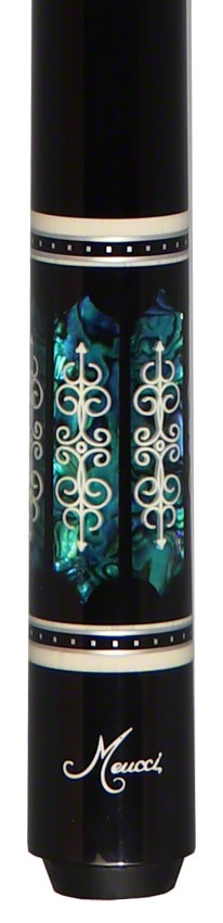 Meucci Century Series 2103BKTURBKP Pool Cue - Black - Turq Pearl - Black Wrap Pool Cue with Pro Shaft