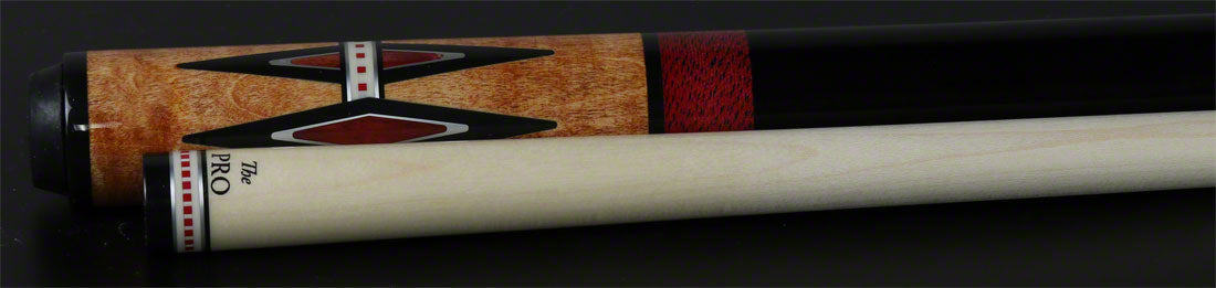 Meucci Century Series 2105NATRBBKP Pool Cue - 21st Century 5 Natural - Red Bands - Black Wrap with Pro Shaft