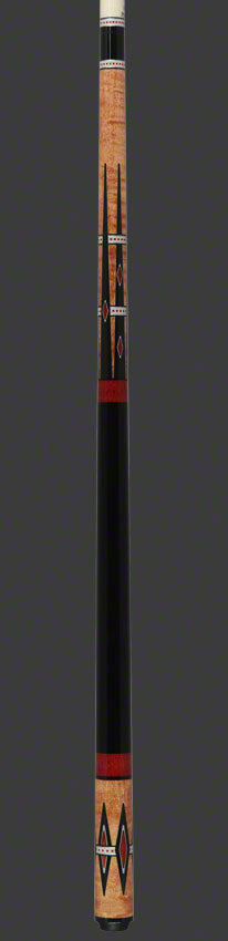 Meucci Century Series 2105NATRBBKP Pool Cue - 21st Century 5 Natural - Red Bands - Black Wrap with Pro Shaft