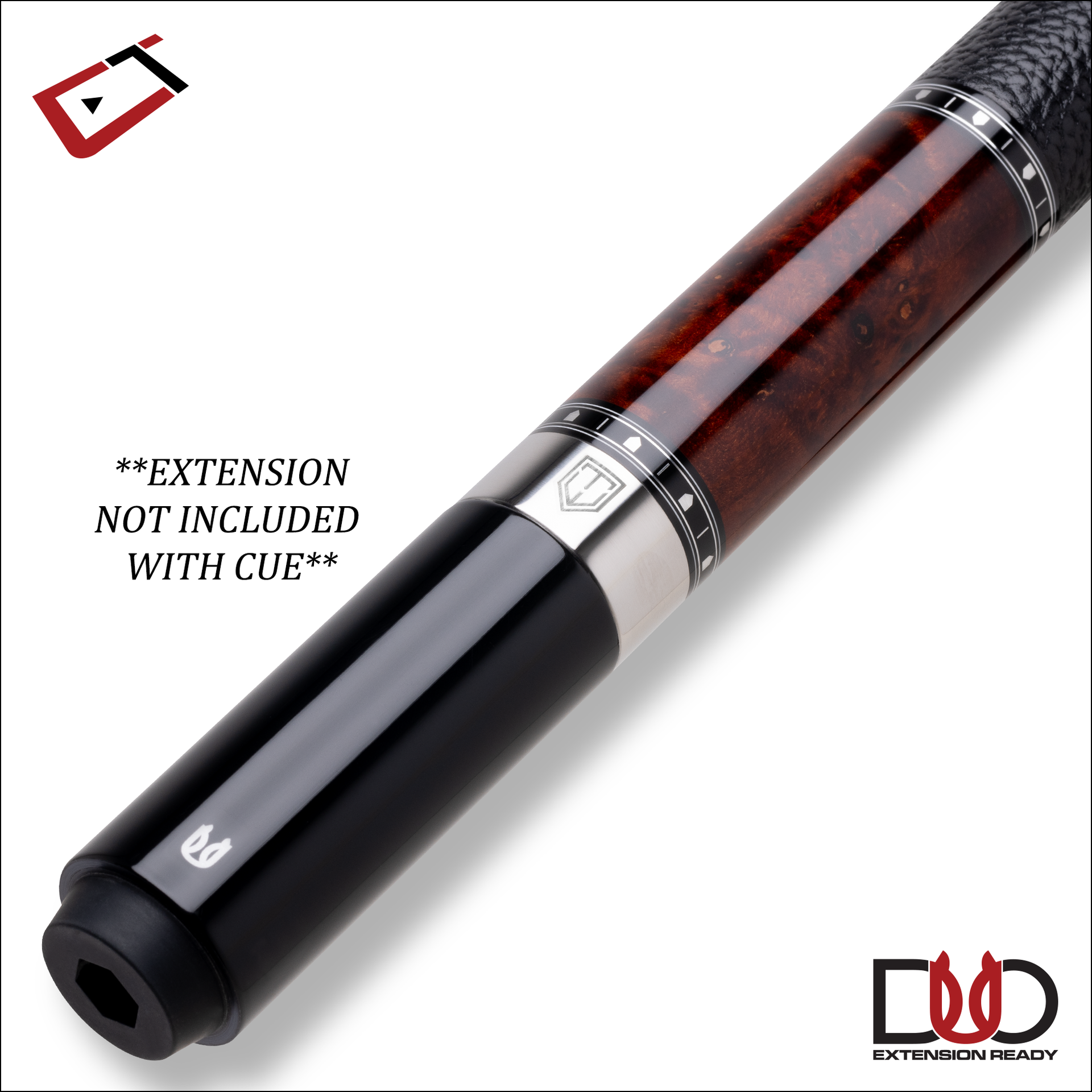 Cuetec 95-112LTW Cynergy Truewood Mappa Burl 2 Leather Wrap Play Cue - 12.5mm