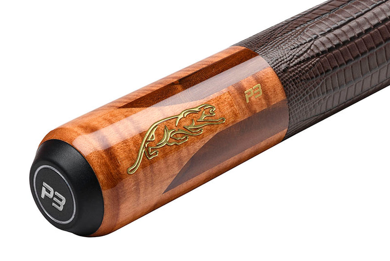 Predator P3 Aura Golden Curly Maple and Bocote Pool Cue with Luxe Leather Wrap - Uniloc