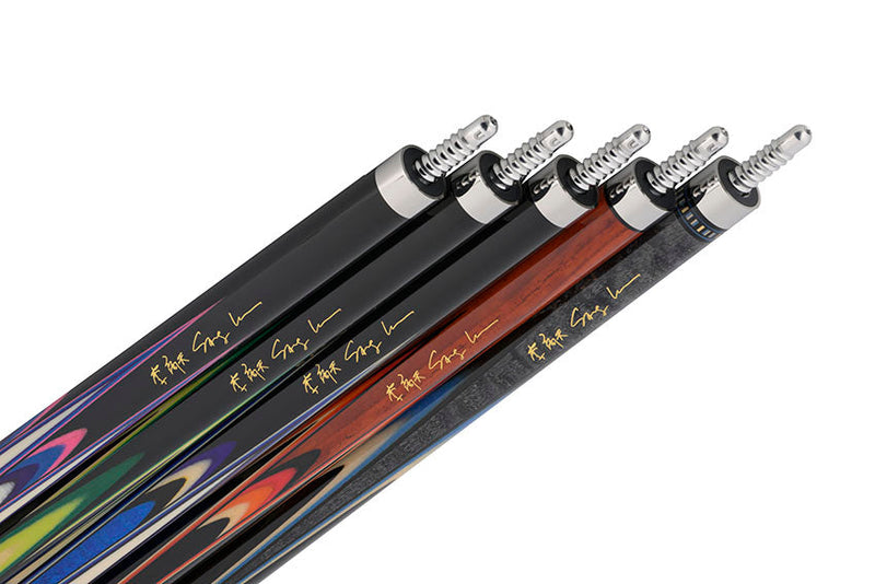 Predator Sang Lee 2-5 Gray-Stained Birdseye Maple with Black / Blue / Maple / Ebony Butterfly Points Special Edition Limited Pool Cue - Radial with Luxe Leather Wrap