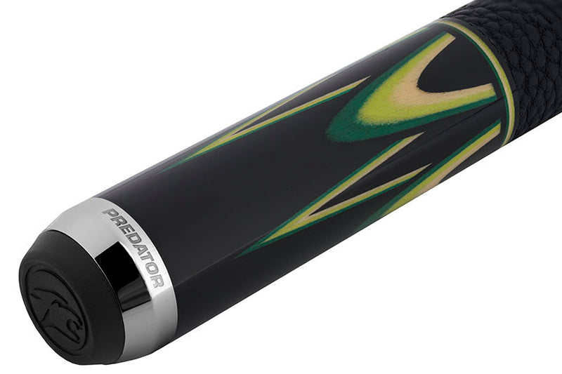 Predator Sang Lee 2-2 Black with Green / Maple / Ebony Butterfly Points Limited Edition Pool Cue - Radial with Luxe Leather Wrap