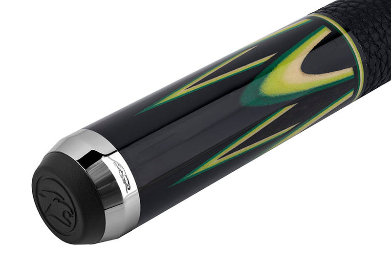 Predator Sang Lee 2-2 Black with Green / Maple / Ebony Butterfly Points Limited Edition Pool Cue - Radial with Luxe Leather Wrap