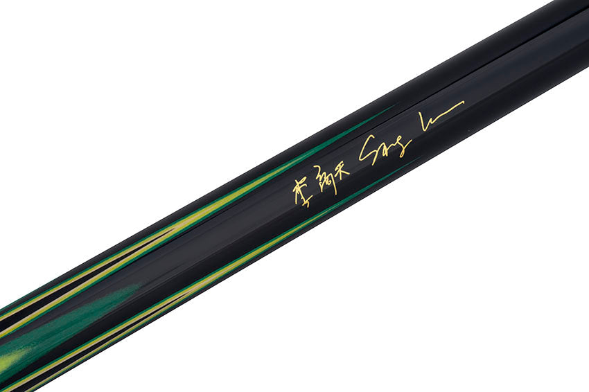 Predator Sang Lee 2-2 Black with Green / Maple / Ebony Butterfly Points Limited Edition Pool Cue - Radial with Luxe Leather Wrap