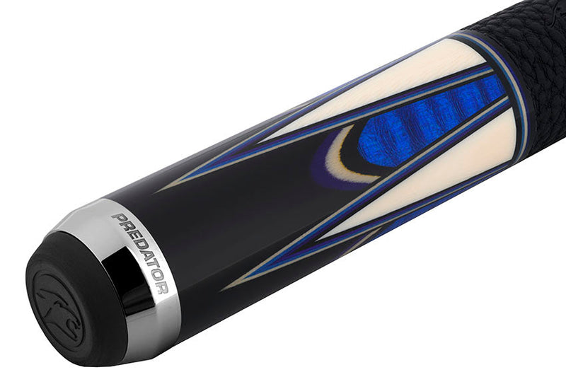 Predator Sang Lee 2-3 Black with Blue / Maple / Ebon / Purple / Ivorine Butterfly Points Limited Edition Pool Cue - Radial with Luxe Leather Wrap