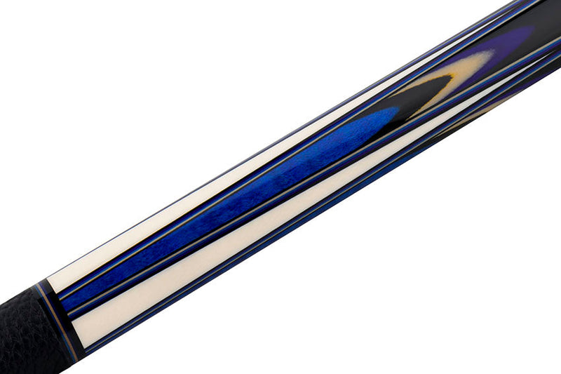 Predator Sang Lee 2-3 Black with Blue / Maple / Ebon / Purple / Ivorine Butterfly Points Limited Edition Pool Cue - Radial with Luxe Leather Wrap