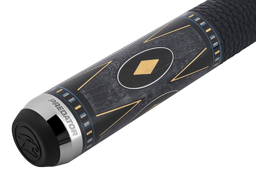 Predator Sang Lee 2-5 Gray-Stained Birdseye Maple with Black / Blue / Maple / Ebony Butterfly Points Special Edition Limited Pool Cue - Radial with Luxe Leather Wrap