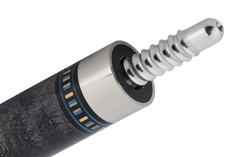 Predator Sang Lee 2-5 Gray-Stained Birdseye Maple with Black / Blue / Maple / Ebony Butterfly Points Special Edition Limited Pool Cue - Radial with Luxe Leather Wrap