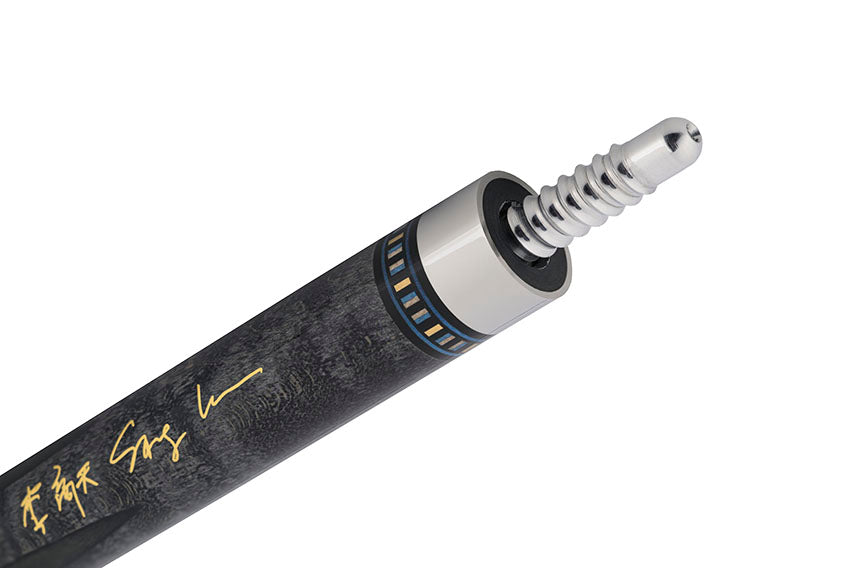 Predator Sang Lee 2-5 Gray-Stained Birdseye Maple with Black / Blue / Maple / Ebony Butterfly Points Special Edition Limited Pool Cue - Radial with Luxe Leather Wrap