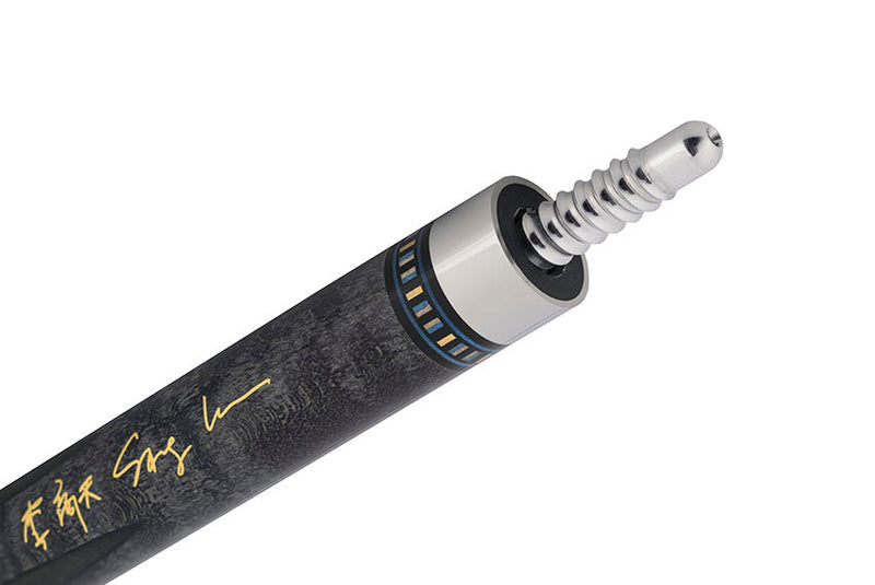 Predator Sang Lee 2-5 Gray-Stained Birdseye Maple with Black / Blue / Maple / Ebony Butterfly Points Special Edition Limited Pool Cue - Radial with Luxe Leather Wrap