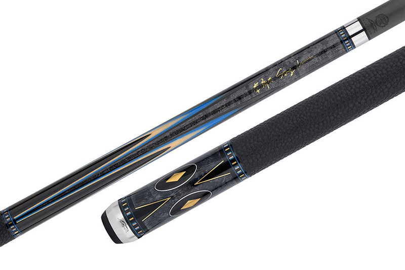 Predator Sang Lee 2-5 Gray-Stained Birdseye Maple with Black / Blue / Maple / Ebony Butterfly Points Special Edition Limited Pool Cue - Radial with Luxe Leather Wrap