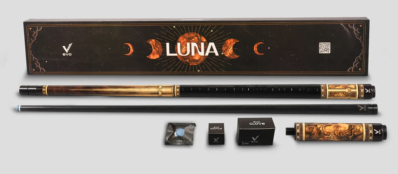 EVO Luna Golden Crest Leather Wrap Pool Cue Maxbing Edition