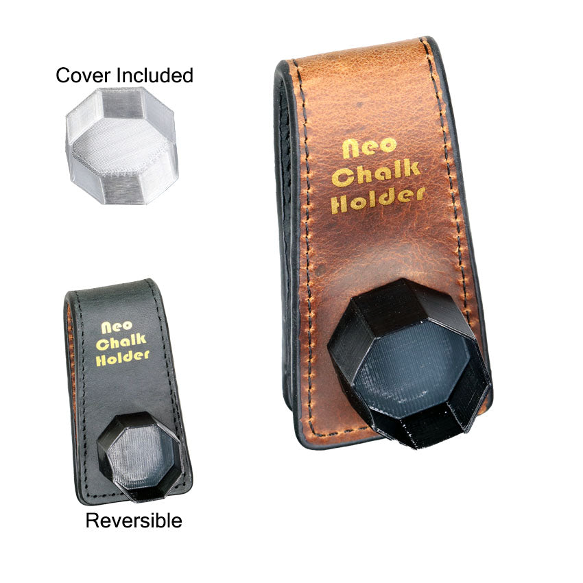 Dr. V's Octagon(1080/Taom) Leather Chalk Holder - Brown/Black Reversible Leather Base with Black Holder