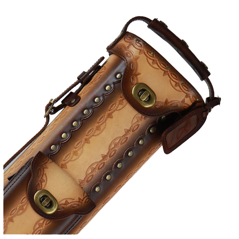 Instroke Saddle D01 Series 2x4 Pool Cue Case - Dark Brown Air Brushed