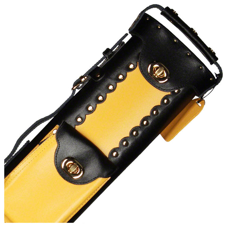 Instroke Geo Series 3x5 Leather Pool Cue Case - Black/Yellow