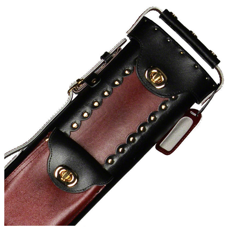 Instroke Geo Series 3x7 LeatherPool Cue Case - Black/Burgundy