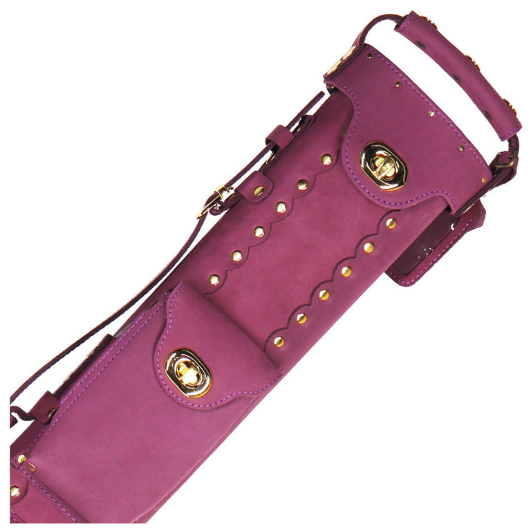 Instroke Buffalo Leather Series 2x2 Pool Cue Case - Purple