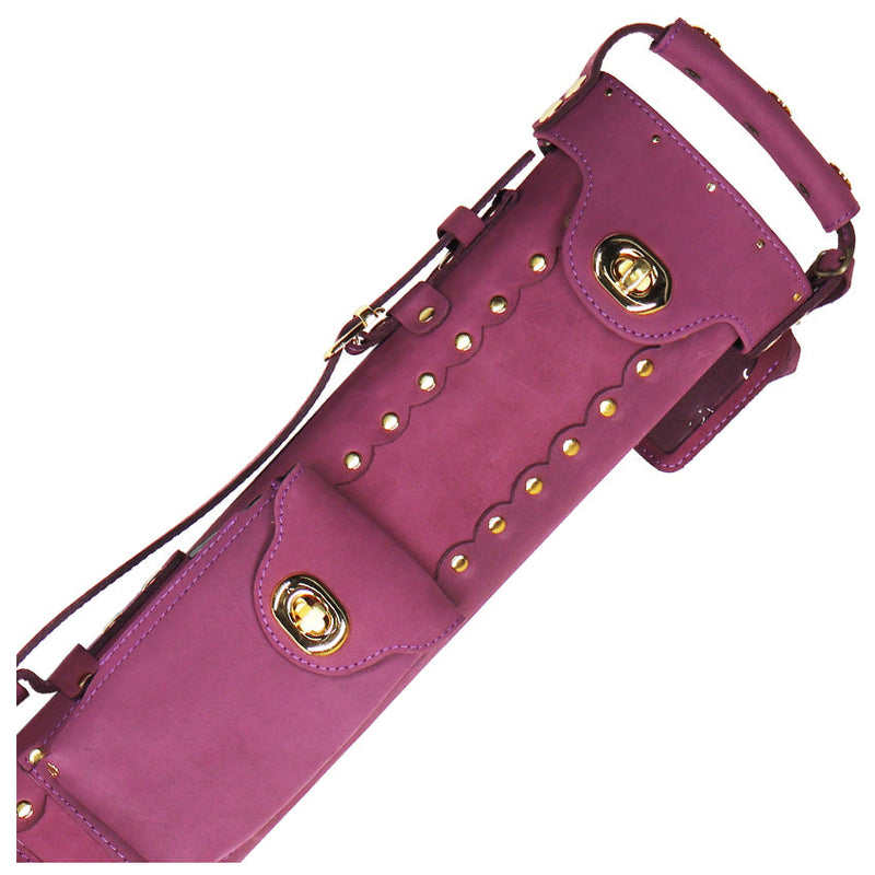 Instroke Buffalo Leather Series 2x2 Hard Cue Case - Purple