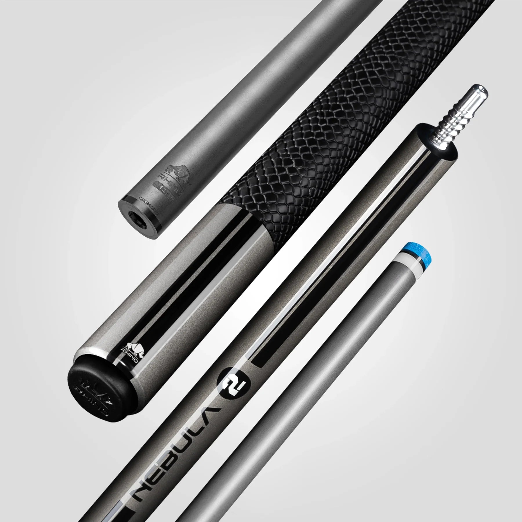 Rhino RCNEB2SWGY Nebula 2 Pool Cue with Sport Wrap - Charcoal Gray