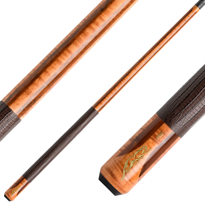 Predator P3 Aura Golden Curly Maple and Bocote Pool Cue with Luxe Leather Wrap - Uniloc