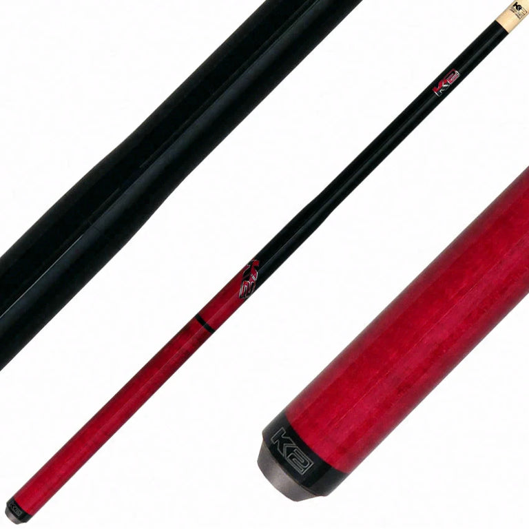 K2 Black Pink with Curly Maple 6 in 1 No Wrap Break/Jump Pool Cue