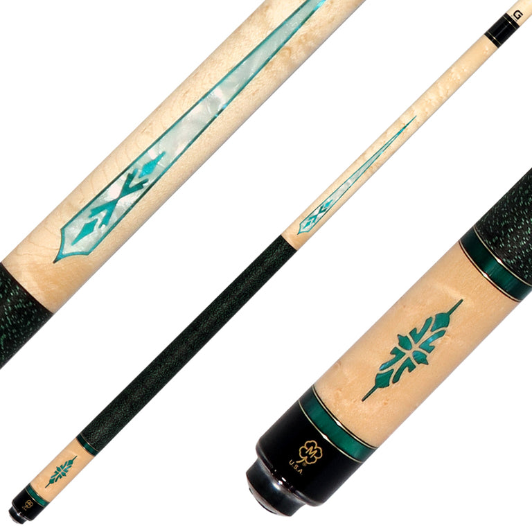McDermott Birdseye Maple with Green and Pearl Points and Inlays Cue of the Month with G-Core Shaft