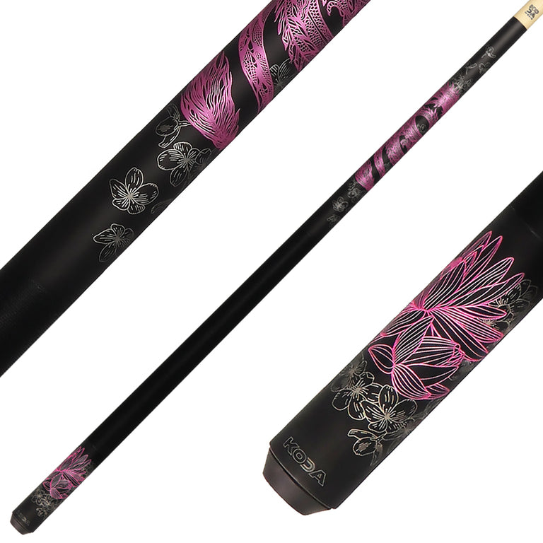 KODA KDV15PK No Wrap Pool Cue - Pink Dragon Graphic