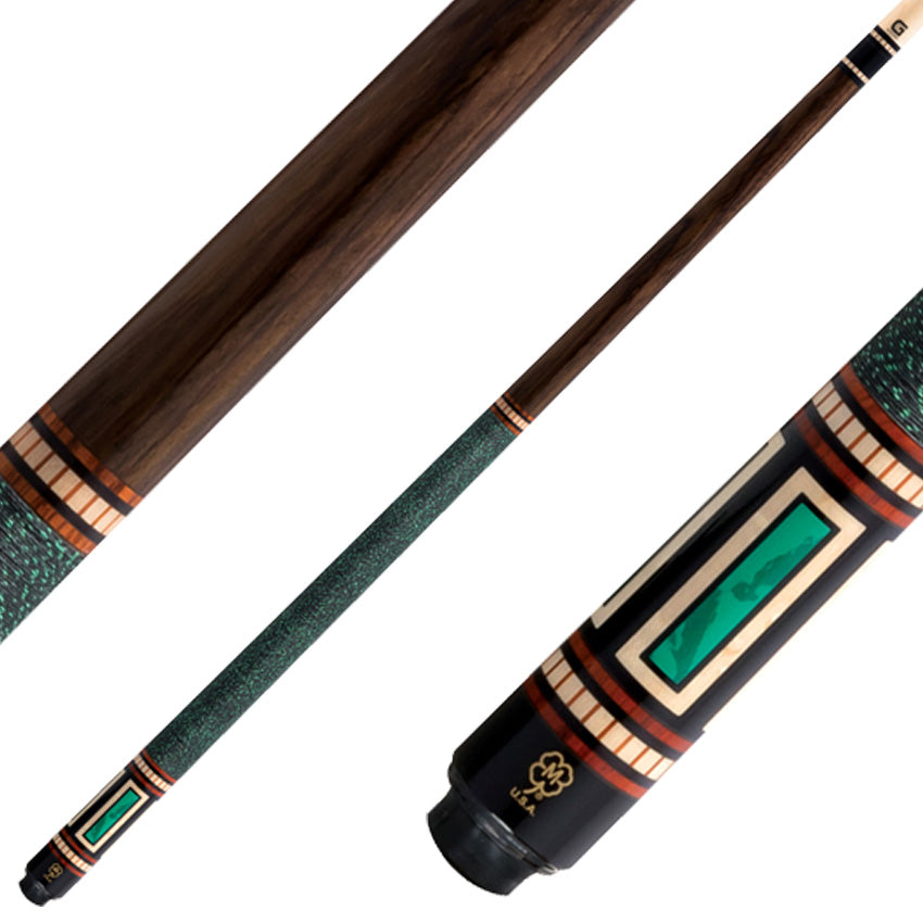 McDermott G612 G Series Pool Cue - Rosewood with 4 Green Lizard Window Inlays and Irish Linen Wrap