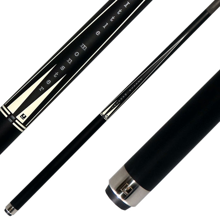 Little Monster LMPQ1SW No Wrap Play Cue with Carbon Fiber Shaft - Matte Black with White Points Graphic